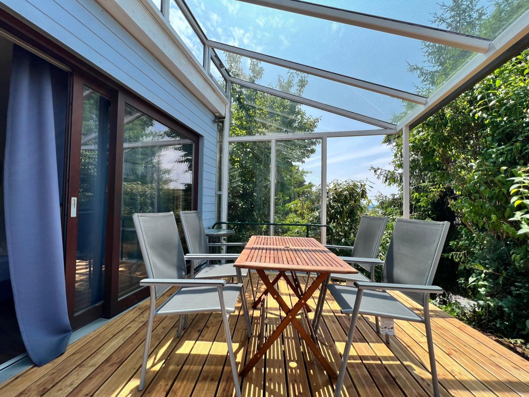 Ferienhaus Wellnesshuette Mit Aussenwhirlpool Und Herrlichem See-Und Alpenblick อูเบอร์ลิงเงน ภายนอก รูปภาพ